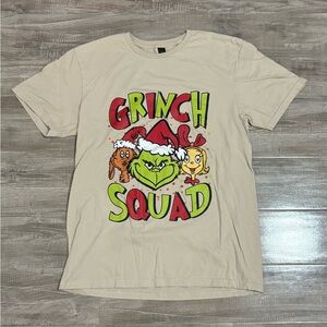 ! NEW ! Grinch Squad Cream Beige Christmas Graphic Handmade T-Shirt